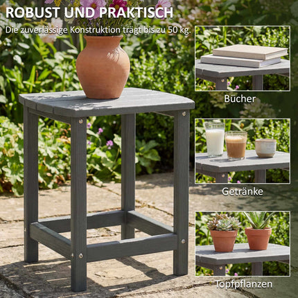 Lauko HDPE šoninis staliukas, atsparus oro sąlygoms, 48x37x46 cm, pilkas