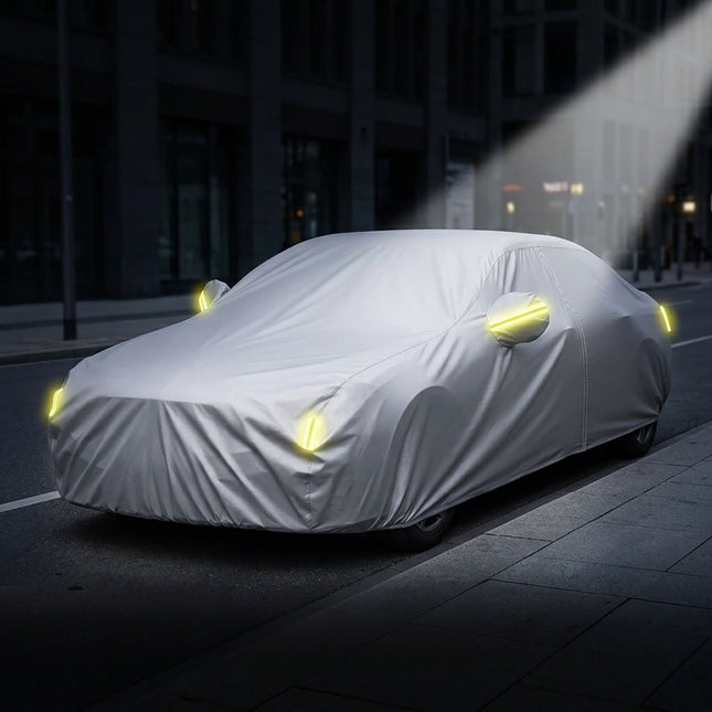 Lauko hečbeko automobilio uždangalas, 400–435 cm, sidabro spalvos