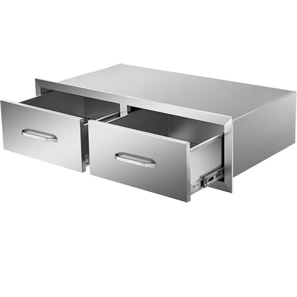 Outdoor Kitchen Double Drawers, 30 x 10 x 20 in, Stainless