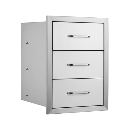 Outdoor Kitchen Drawers, 3-Tier Stainless Steel 16x21.5x18