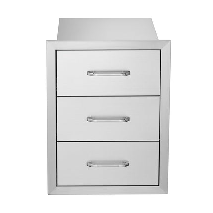 Outdoor Kitchen Drawers, 3-Tier Stainless Steel 16x21.5x18
