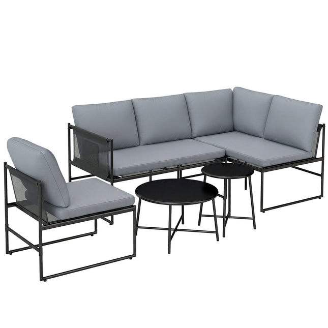 Lauko poilsio komplektas 4-5 asmenims su sofa ir stalu