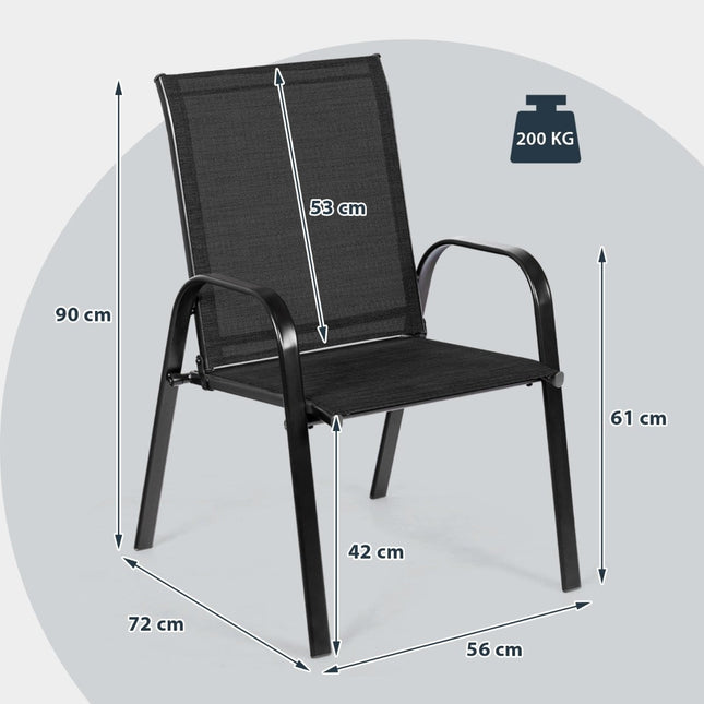 Lauko metalinio rėmo sodo kėdės, 2 vnt. komplektas, juodos