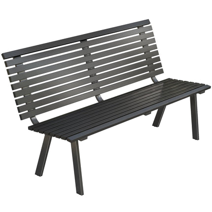 Metalinis lauko sodo suoliukas, juodas, 154 cm, 3 vietos