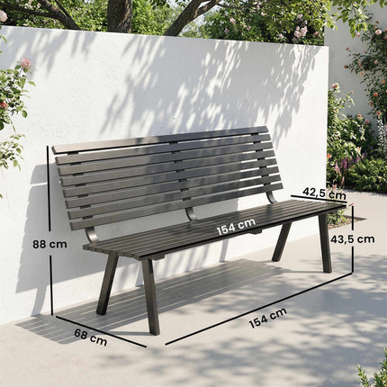 Metalinis lauko sodo suoliukas, juodas, 154 cm, 3 vietos