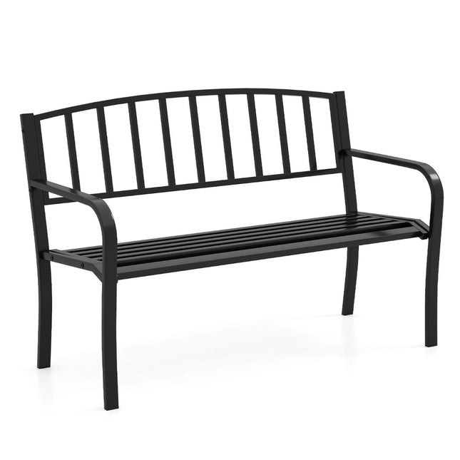 Lauko metalinis sodo suoliukas, atsparus oro sąlygoms, 2-3 vietos, juodas