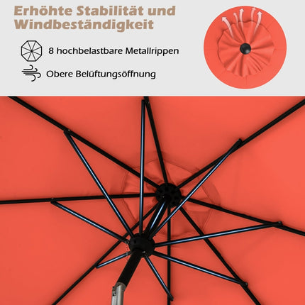 Lauko terasos skėtis, 300 cm, pakreipiamas ir sukamas, oranžinis