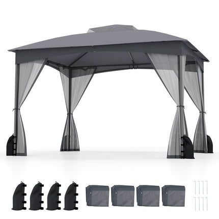 Lauko paviljonas 3,6 x 3 m, tinklelis nuo uodų, atsparus vandeniui, pilkas