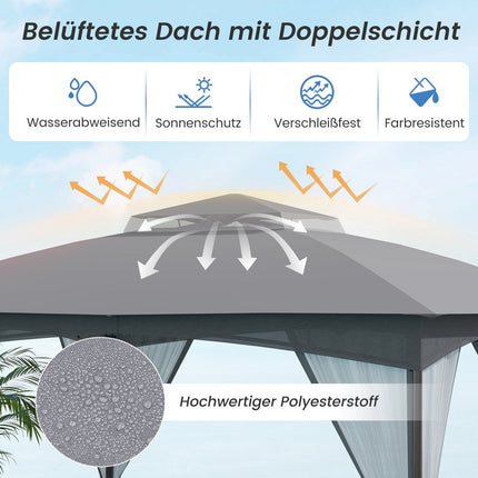 Lauko paviljonas 3,6 x 3 m, tinklelis nuo uodų, atsparus vandeniui, pilkas