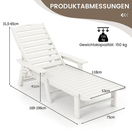 Lauko atlošiama kėdė, HDPE, reguliuojamas atlošas, balta
