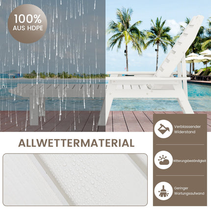 Lauko atlošiama kėdė, HDPE, reguliuojamas atlošas, balta