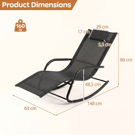 Lauko supamoji kėdė, juoda, 160 kg keliamoji galia, ergonomiškas dizainas