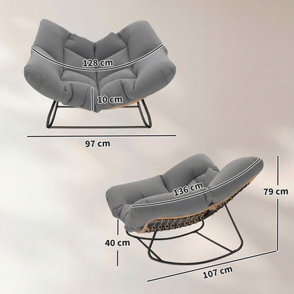 Lauko supamoji kėdė su pagalvėle, atspari oro sąlygoms, pintas audinys