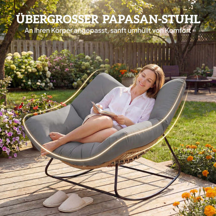 Lauko supamoji kėdė su pagalvėle, atspari oro sąlygoms, pintas audinys