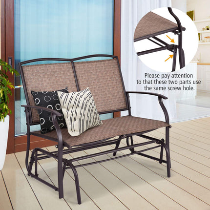 Lauko supamoji sofa-lova, dvivietė, plieninis rėmas, ruda