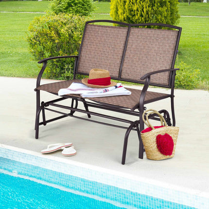 Lauko supamoji sofa-lova, dvivietė, plieninis rėmas, ruda
