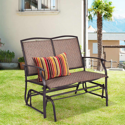 Lauko supamoji sofa-lova, dvivietė, plieninis rėmas, ruda
