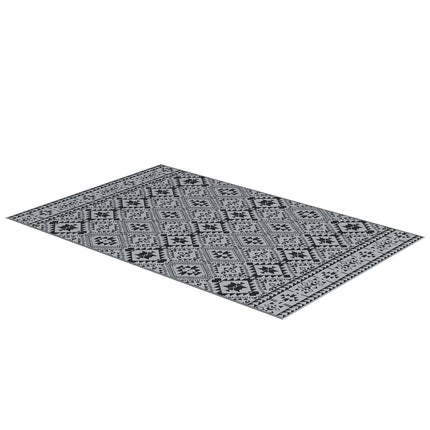 Lauko kilimėlis, vandeniui atsparus plastikinis kilimėlis, dvipusis, stovyklavimui ir terasai, juodas+pilkas, 182 x 274 cm