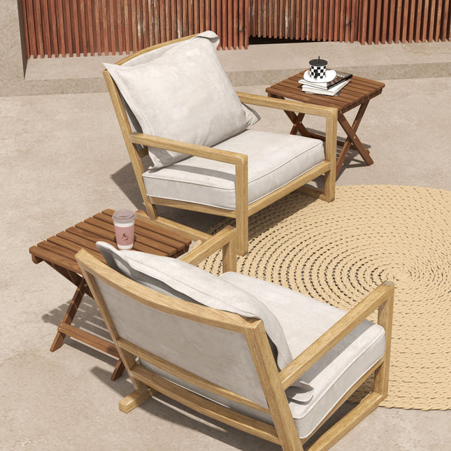 Outdoor folding side tables in teak, Set of 2 - 45x45x45 cm