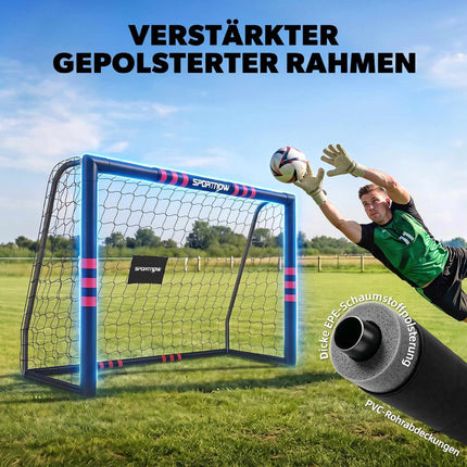 Lauko futbolo vartai su tinklu, putplasčio paminkštinimu – 180x120 cm