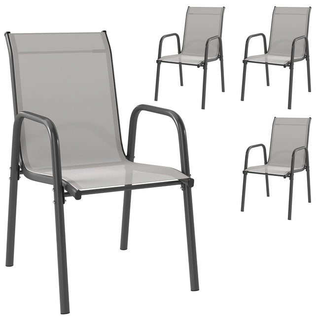 Lauko sukraunamos sodo kėdės, metalinis rėmas, 4 vnt. komplektas