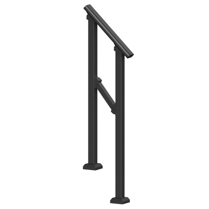 Outdoor Stair Handrail, 1-2 Step Carbon Steel, Black