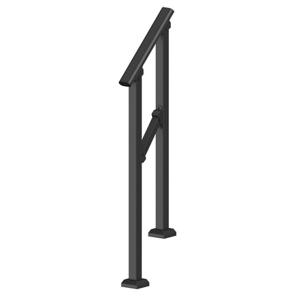 Outdoor Stair Handrail, 1-2 Step Carbon Steel, Black