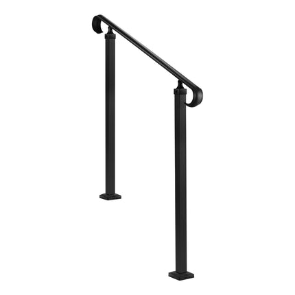 Outdoor Stair Handrail, 2-3 Step Adjustable, Carbon Steel, Matte Black