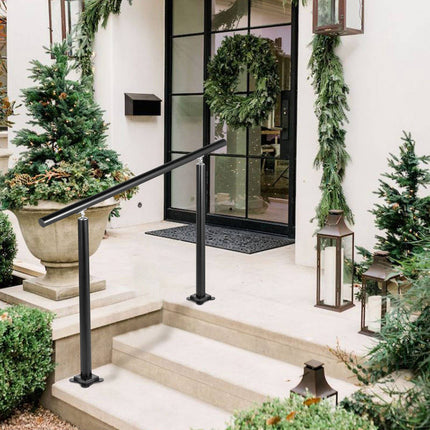 Outdoor Stair Handrail, 4 Ft Adjustable Black Aluminum
