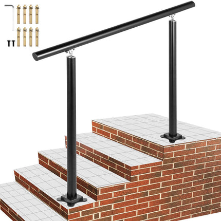 Outdoor Stair Handrail, 4 Ft Adjustable Black Aluminum
