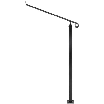 Outdoor Step Handrail, Black, 1–2 Steps, Wall Floor Mount