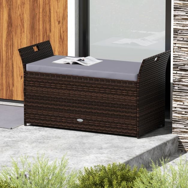 Outdoor Storage Bench, PE Rattan Wicker, 260L