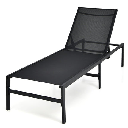 Outdoor Sun Lounger Adjustable Deck Chair 64 x 198 x 67 - 103 cm Black