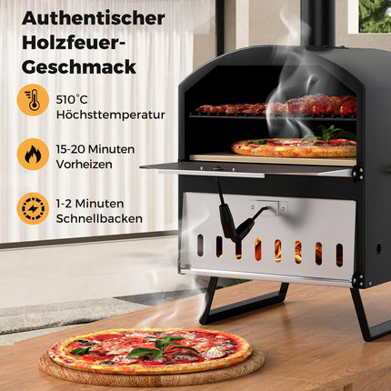Lauko malkomis kūrenama picos krosnis, 40 cm, 2 kepimo sluoksnių