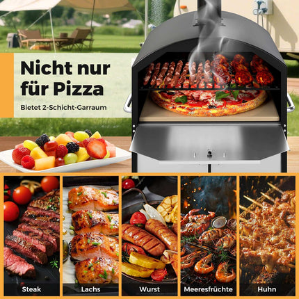 Lauko malkomis kūrenama picos krosnis, 40 cm, 2 kepimo sluoksnių