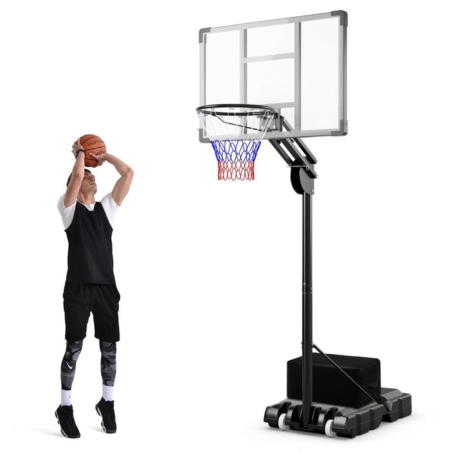 Lauko krepšinio stovas 135/143-305 cm, reguliuojamo aukščio krepšinio stovas su 2 ratukais