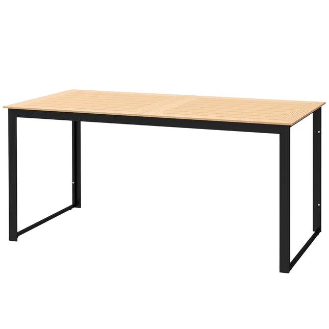 Sodo stalas 6 asmenims, 160 x 80 cm, atsparus oro sąlygoms, balkono stalas su medžio išvaizdos grotelių dizainu, švediškas stalas, metalinis kempingo stalas, kiemo stalas, lauko valgomojo stalas sodui, terasos balkonas, tikmedis