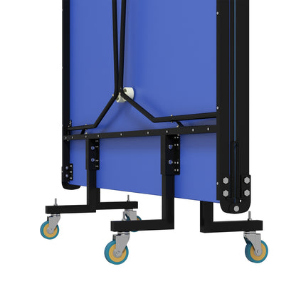 Lauko stalo teniso stalas, sulankstomas stalo teniso stalas su tinklu, ratukais, 2 stalo teniso lazdomis, 3 kamuoliukais, plienas, mėlynas, 274x152,5x76 cm