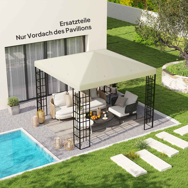 „Ousuuny“ pakaitinis stogas pavėsinei, 3 x 3 m, vandeniui atsparus pavėsinės stogo uždangalas sodo pavėsinei, oksfordo audinys, pakaitinės dalys, 370 g/m², kreminės baltos spalvos