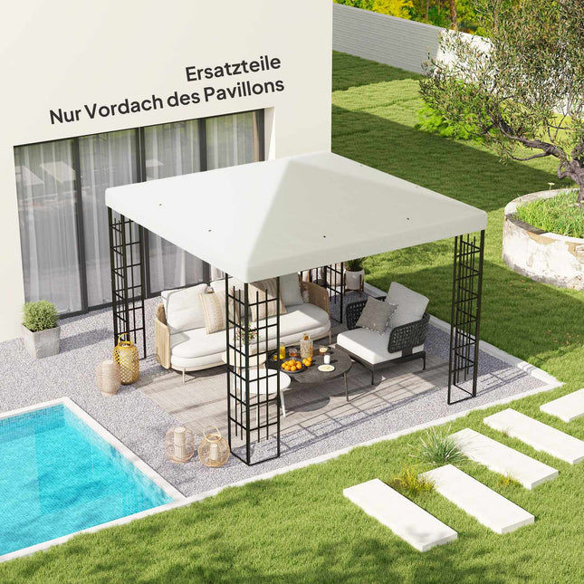 „Ousuuny“ pakaitinis stogas pavėsinei, 3 x 3 m, vandeniui atsparus pavėsinės stogo uždangalas sodo pavėsinei, oksfordo audinys, pakaitinės dalys, 370 g/m², šviesiai pilka