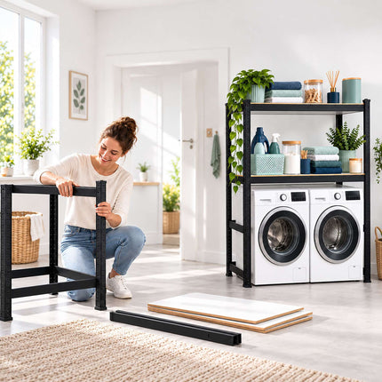 Over-Washer Shelf, Heavy-Duty Steel Frame – Black, 200 kg Load per Shelf