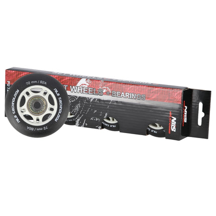 PU 72x24 82A juodi riedlenčių ratukai ir ABEC-9 guoliai