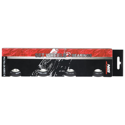 PU 72x24 82A juodi riedlenčių ratukai ir ABEC-9 guoliai