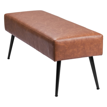 PU Leather Storage Bench, 43 Inch, Metal Legs, Brown