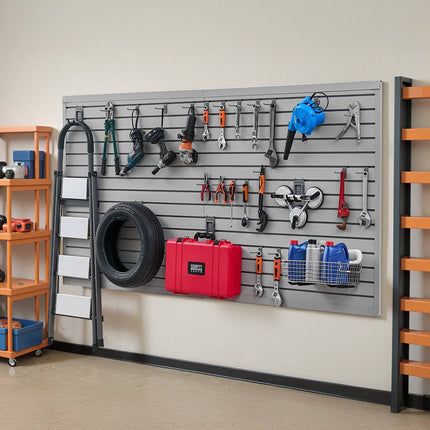 PVC Garage Slatwall Panel 8 x 4 ft, Gray, 8-Pack