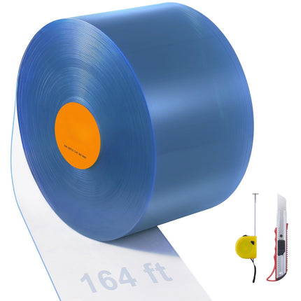 PVC Strip Curtain Roll, Clear, 164 Ft x 8 In, 2 mm