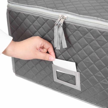 Padded Glass Storage Boxes with Dividers, Set of 2, Grey, 25.5 x 40.5 x 33 cm