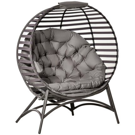 Papasan kėdė, sodo kėdė, 2 krepšeliai, pagalvėlės, ovali, sulankstoma, balkono, kiemo, smėlio rudos spalvos, plienas, 118 x 75 x 139 cm