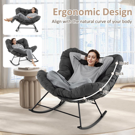 Papasan supamoji kėdė su paminkštinta pagalvėle, metalinis rėmas, pilka