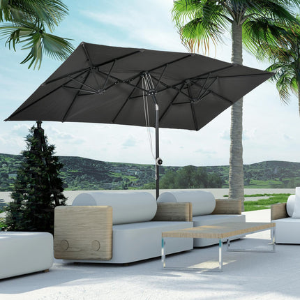 Double canopy patio umbrella, adjustable tilt, 150 x 295 cm